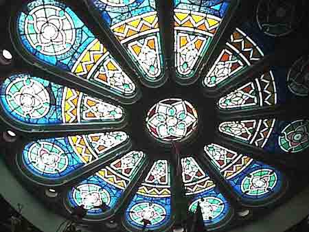 Antique 19th century English stained-glass rose window